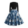 Women's Fashionable And Elegant Autmn And Winter Long-sleeved Round Neck Christmas Print Dress