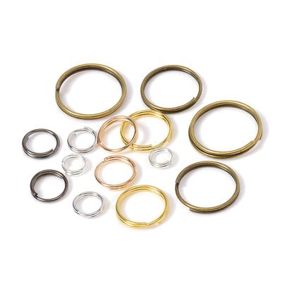 Lot de 200 anneaux porte-clés ouverts de 5 à 14 mm, anneaux fendus à double boucle, connecteurs pour porte-clés, pour la fabrication de bijoux