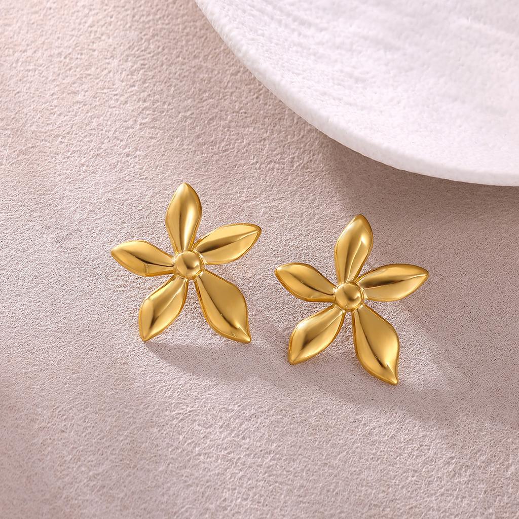 Women Exaggerated Gold Color Daisy Flower Hanging Earrings Stainless Steel Geometry Irregular Ear Piercing Jewelry Christmas