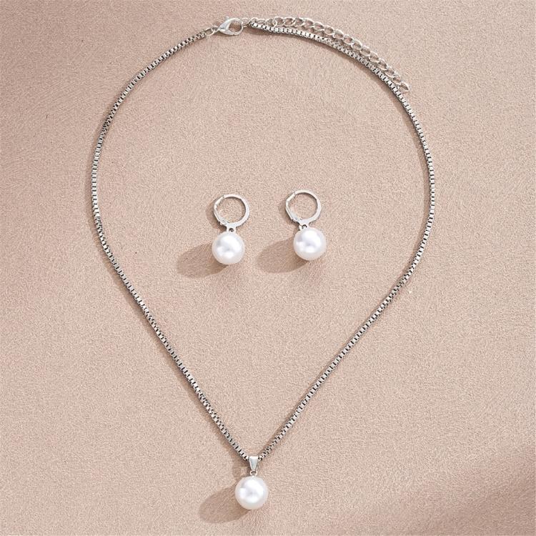 Dainty Pearls Pendant Necklace And Matching Earrings Set Handmade Accessories Gift For Bridal Party Or Anniversary