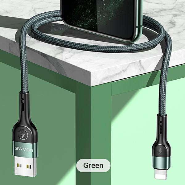 Usams Kabel Pleciony U55 2A Lightning1Szt. For Set U55 Zielony/Green 1M Sj448Usbsg02 (Us-Sj448)