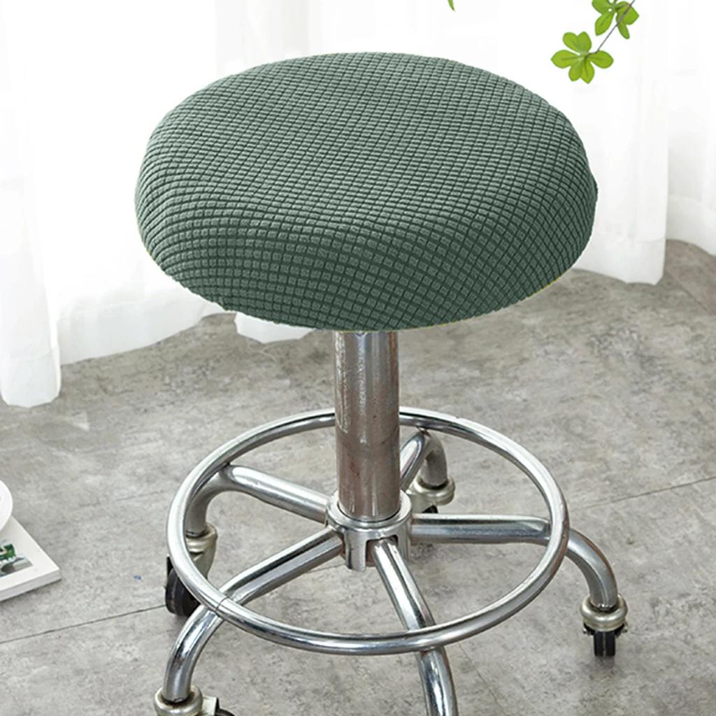 1pc Knit Solid Color Fleece Round Stool Chair Cover Elastic Stretchable for All Seasons Home Decor