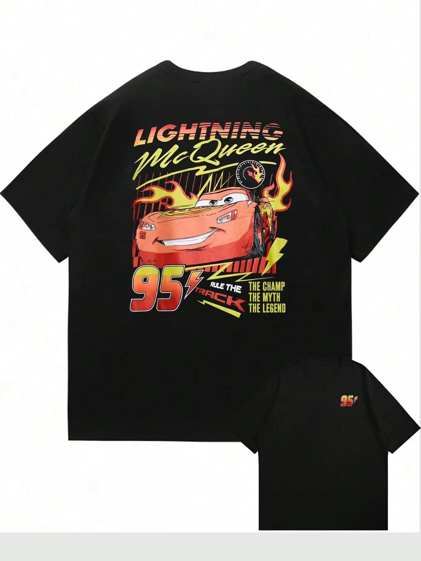 

Hot Sale Lightning McQueen 95 Graphic Print T-shirt Mens Women Casual Cotton Oversized Y2k Short Sleeves Streetwear Hip Hop Fashion Oversized Top XXXL фіолетовий