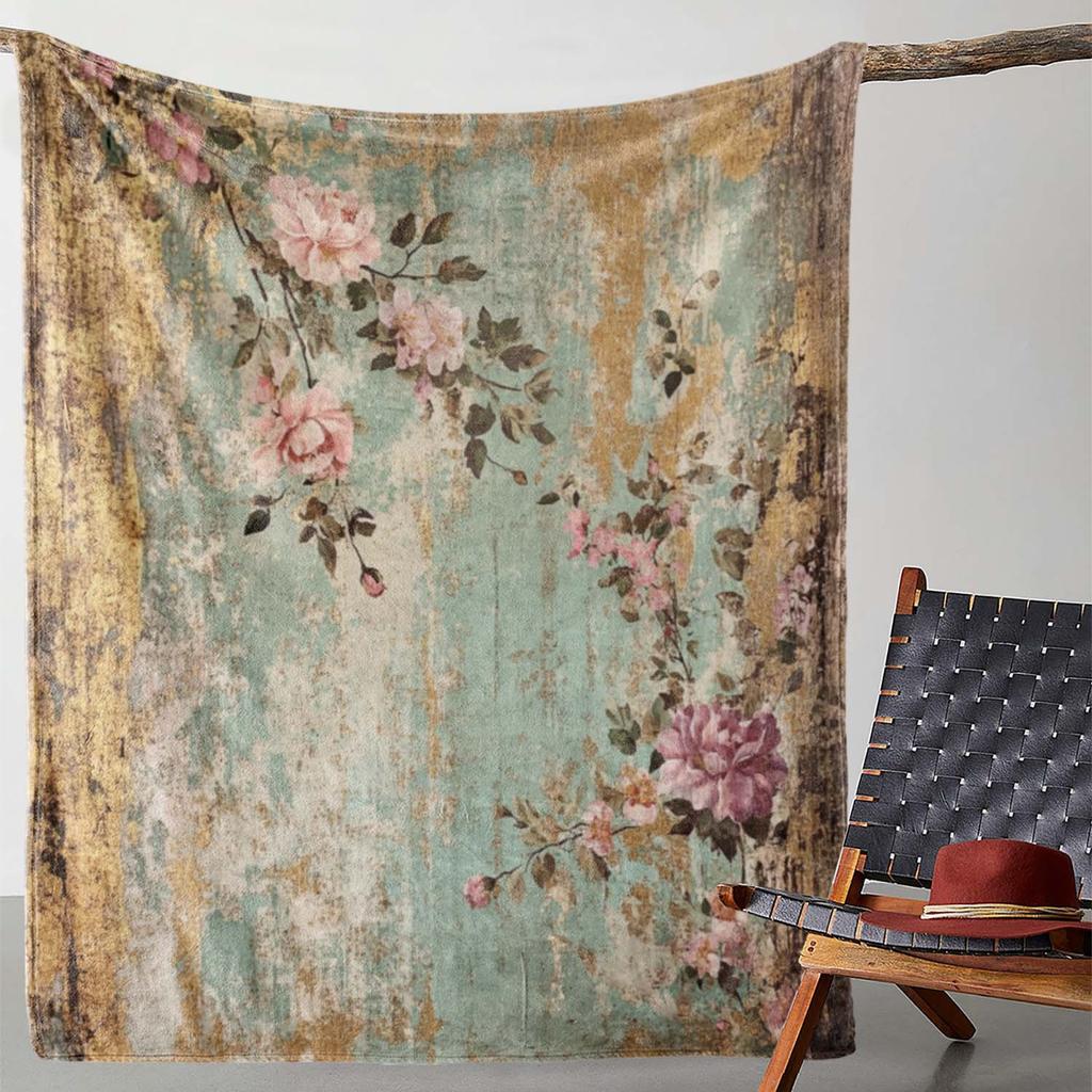 1 Coperta Floreale Chic, Decorazione a Tema Vintage, Perfetta per Soggiorno e Camera da Letto, Calda Coperta per Estetica Casa Retrò