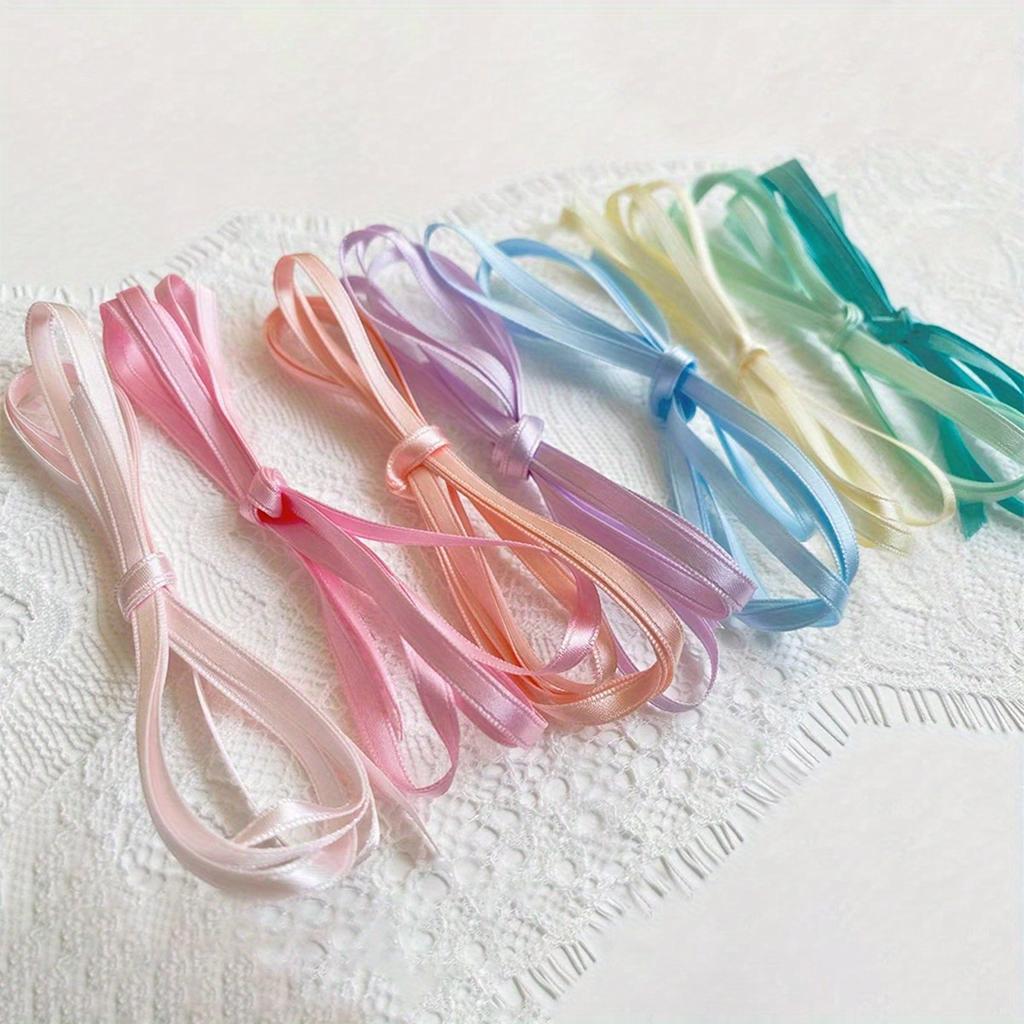 1pc/10yds 3mm Narrow Long Ribbon Bookmarks Hair Ties DIY Gift Wrapping Bowknot Satin Double-Sided Ribbon, Christmas Valentine Day