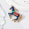 New Retro Imitation Enamel One-horned Horse Brooch Fashion Temperament Animal Zodiac Pin Jacket Accessories Corsage