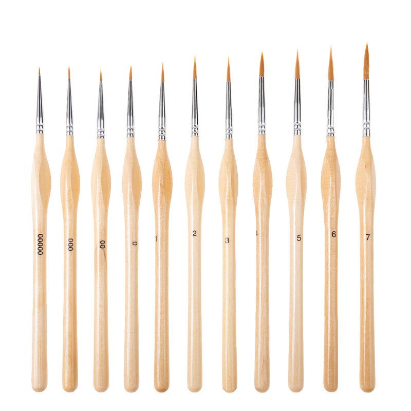 

11Pcs Miniature Detail Paint Brush Set Nylon Bristle Liner Brushes Miniature Paint Brushes Mini Small Painting Brushes For Art A2