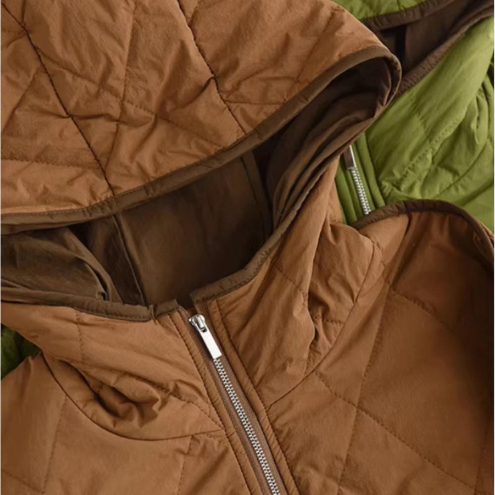 Johnature Women Vintage Winter Hooded Patchwork Coats Zipper Long Sleeve Warm Casual Female Coats