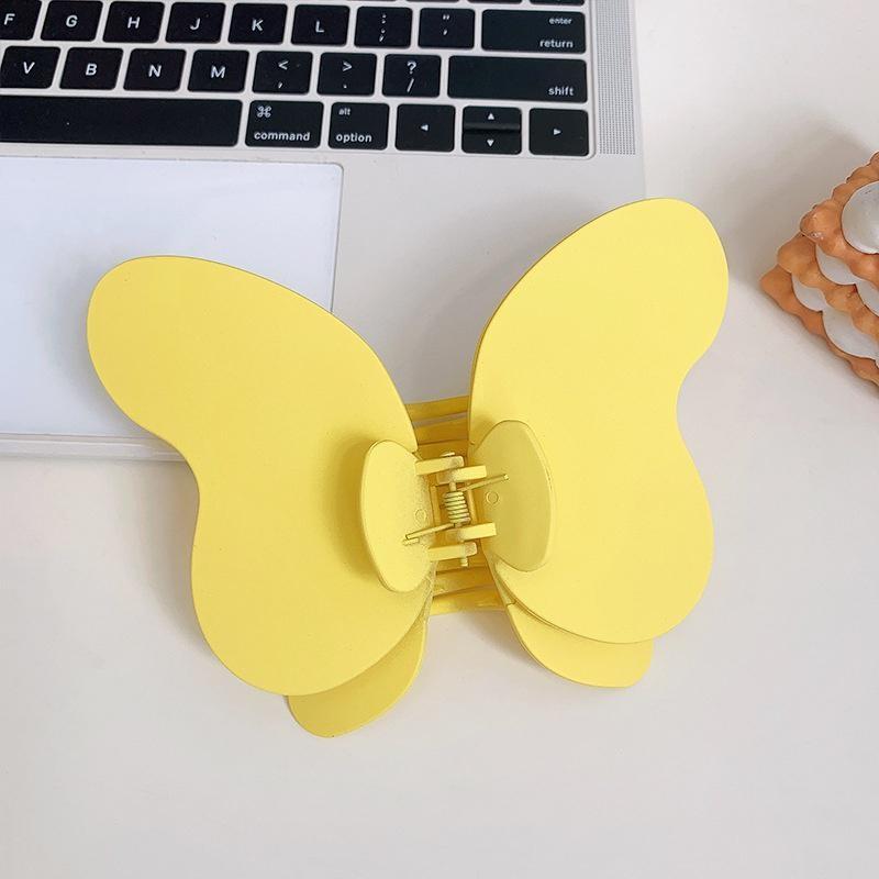 

9 Colors Hair Claw Oversized Butterfly Solid Color Hair Clips Women Creative Barrettes Ponytail Shark Clips Hair Accessories Yellow