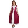 Girls Medieval Renaissance Costume Square Neck Short Sleeve Lace Up High Waist Ruffle Dress Halloween Fancy Dress