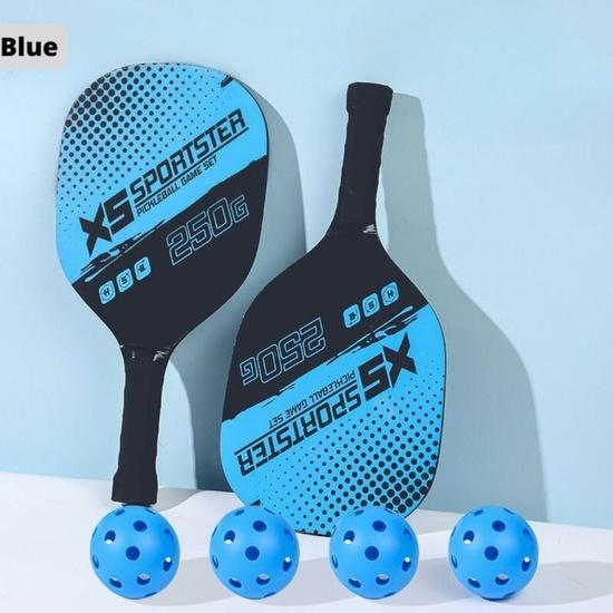 KNK Pickleball Set - 1 Wood Paddle, 2 Weatherproof Balls, and a Protective Cover - Light Blue