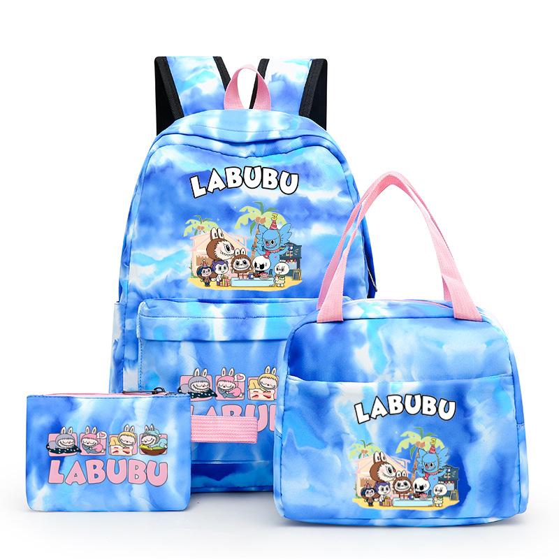 3Pcs/set Printed Backpack with Lunch Bag Pencil Case Student Teenager Boy Girl Bagpack Women's Backpack Set Travel Bag
