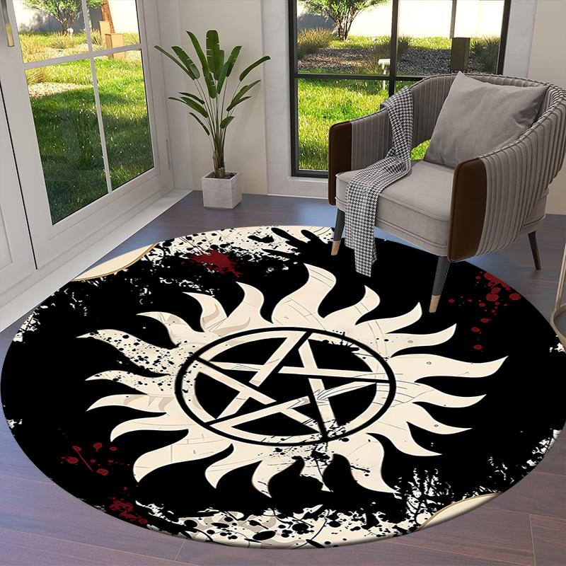 Supernatural Round Area Rug,Carpet Rug for Living Room Bedroom Sofa Playroom Decor,Non-slip Floor Mat