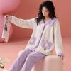 Coral Velvet Pajama Lady Autumn Winter Thickened Sweet Pure Wind Warm Flannel Luxury Outing Home Wear Set Comfortable Antistatic