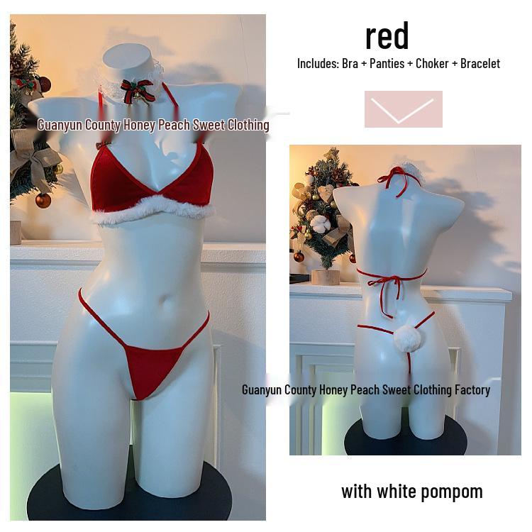 Red Lace Plush Holiday Lingerie Set