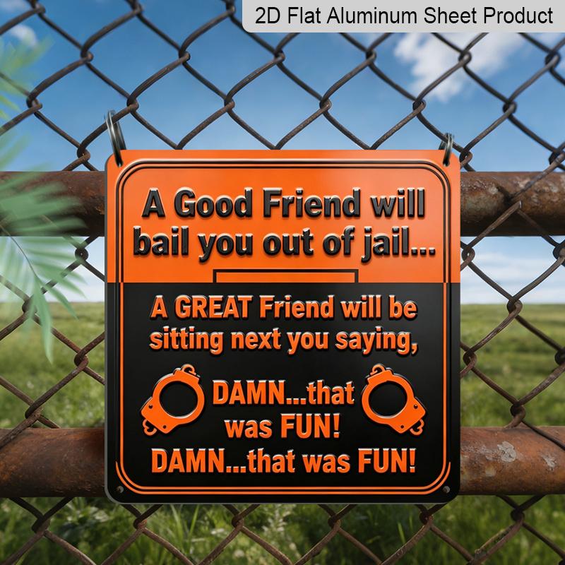 

2D Flat - 1pc, Vintage Metal Aluminum Decorative Sign, Friendly Humorous Quote, Retro Wall Decor, Suitable for Porches, Game Rooms, Living Rooms 20*20cm