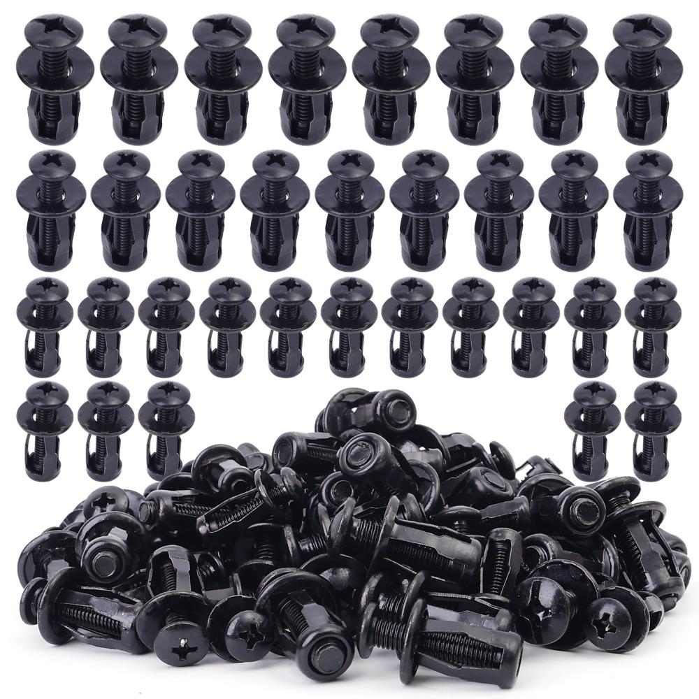 Auto License Plate Fastener Expansion Screw Nut Black Carbon Steel Frame Mounting Hardware Heavy Duty Anti Rattle Weatherproof