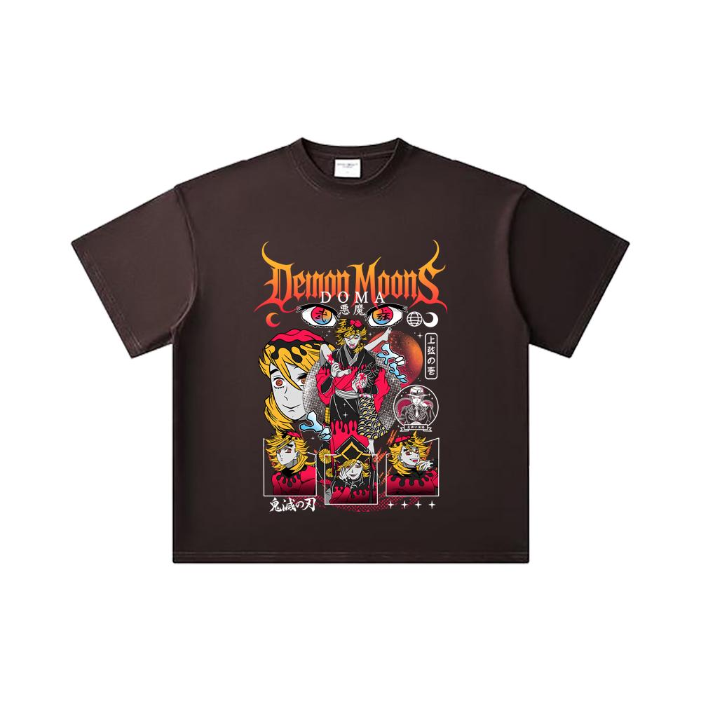 260 GSM Double Yarn 32 Count 100% Cotton Demon Slayer V32 Doma Print Unisex Heavy Cotton T Shirt
