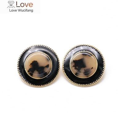 Round Pearl Black Enamel Cute Fashion Clip Earrings Statement Ear Jewelry For Women