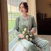 New Women's Velvet Pyjamas Sleepwear Girls Lace Autumn Winter Pajamas Sets Home Clothes Ladies Long-Sleeved Cardigan Homewear