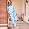 Women's Casual Printed Pajama Set with Round Neck and Loose Fit for Sleep and Lounging