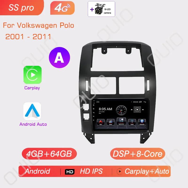 Android 13 Carplay Radio For Volkswagen Polo Mk4 IV 2001-2009 Car Stereo Multimedia Player Android Auto GPS Navigation 2DIN DSP