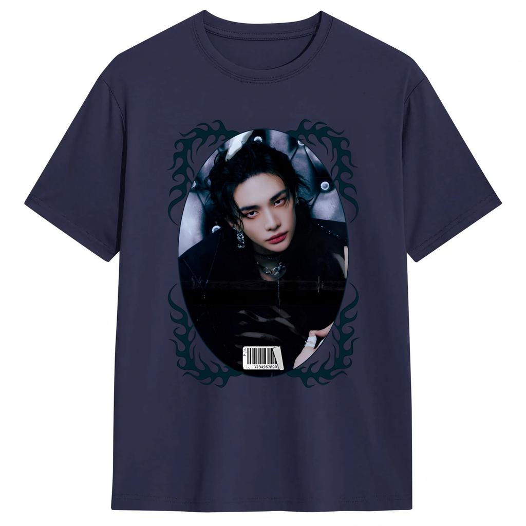 Hyunjin Herren T-Shirt Lustiges T-Shirt Kurzarm Rundhals T-Shirt Reine Baumwolle Geburtstagsgeschenk Kleidung