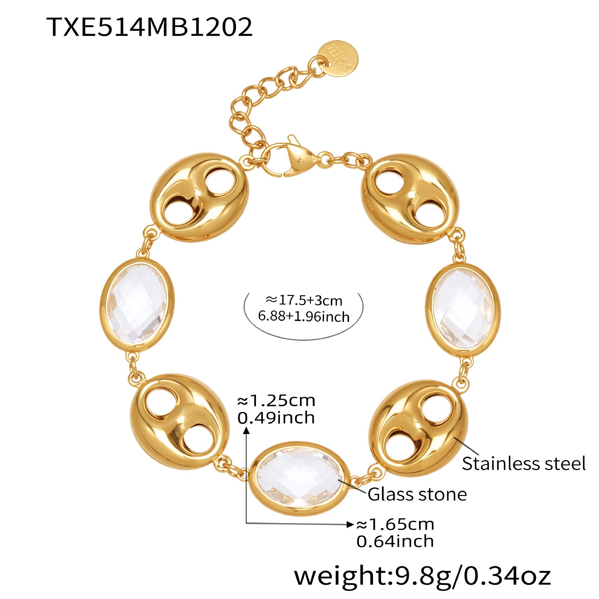 Stainless Steel Pig Nose Jewelry Set with Glass Stone Pendant