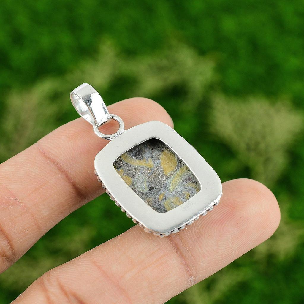 Daughters Day Deal Sterling Silver Radiant Rhyolite Stone Sister Pendant Jewelry