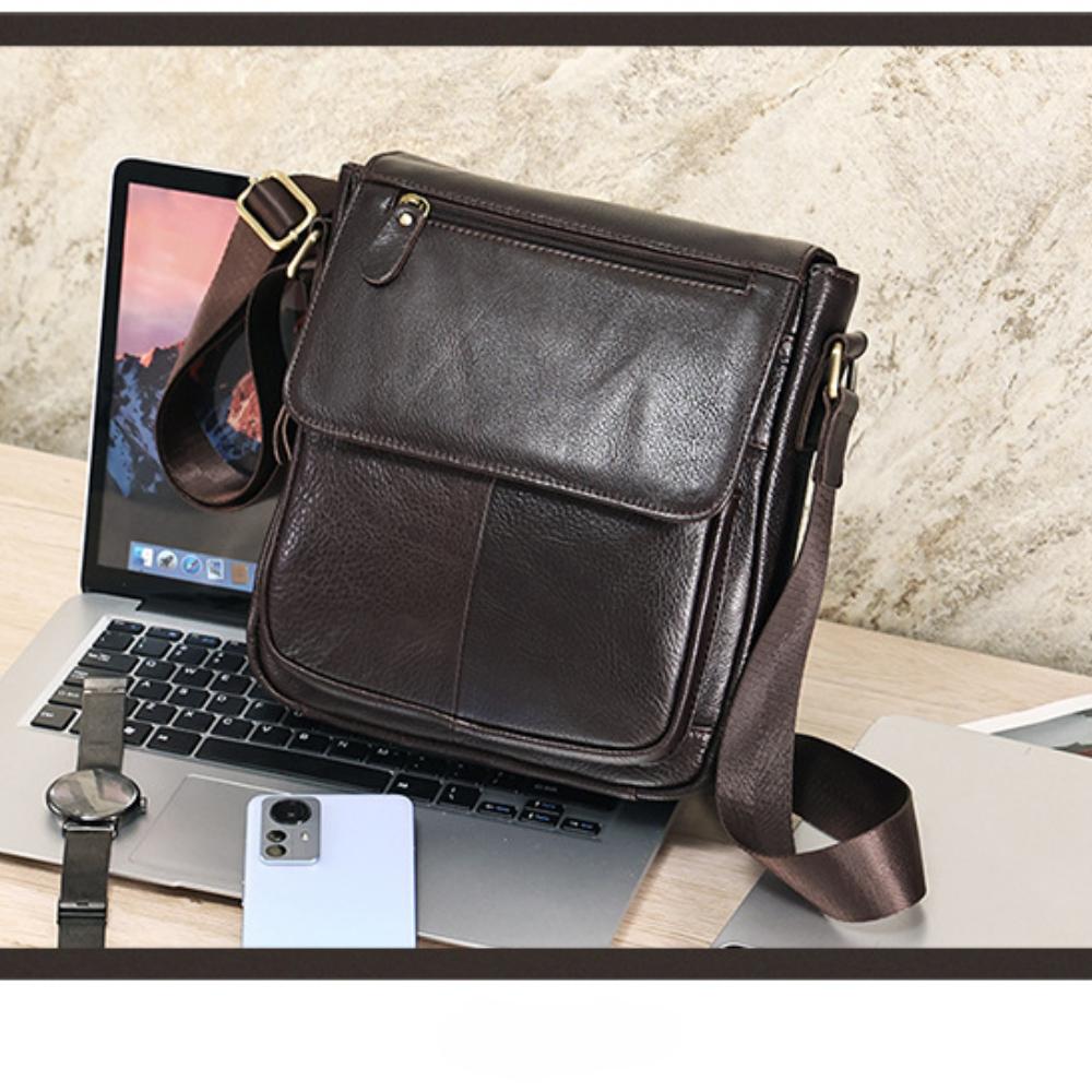 The First Layer of Cowhide Retro Bag Cover Shoulder Bag Commuter Leather Bag Men's Bag Leather High-end Men's Messenger Bag