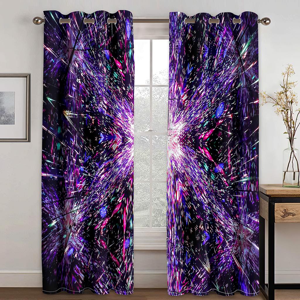 Dynamic 3D Emission Light Fireworks ColorfulWindow Curtains Kids Bedroom Living Room Hall Treatments Kitchen Decor Drapes Blinds