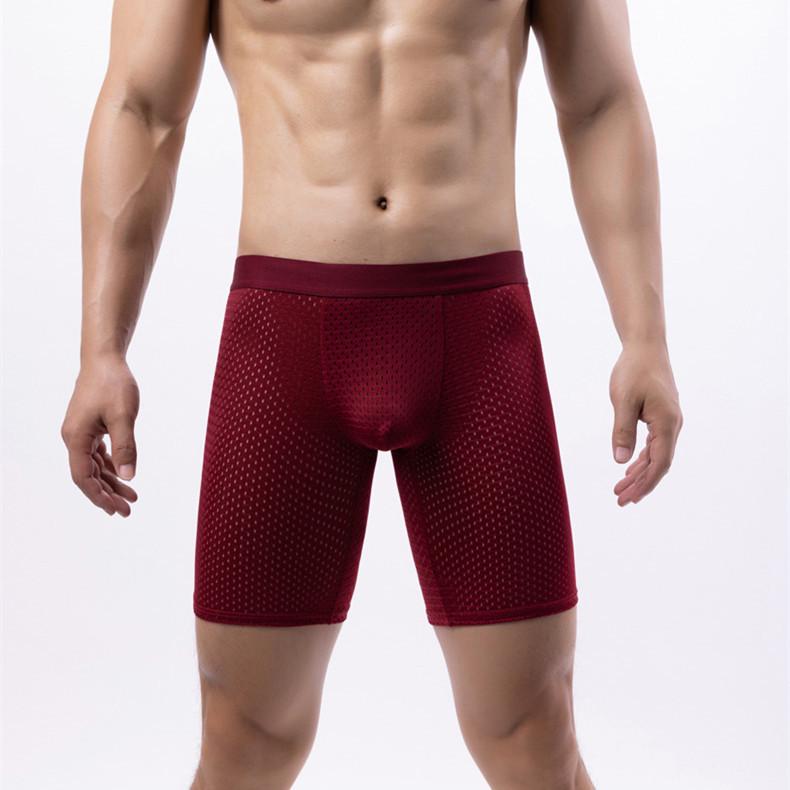 Men's Plus Size Ice Silk Mesh Sports Underwear: Summer Anti-Chafing Running Briefs with Extended Four-Corner Design