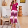 Women's Casual Printed Round Neck Loose Fit Short Sleeve T-Shirt and Set