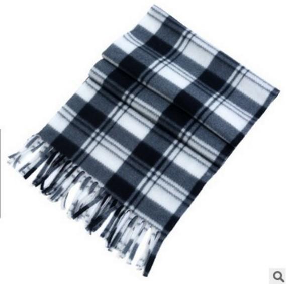 Black and White Checkered Double-Sided Velvet Scarf for Men and Women