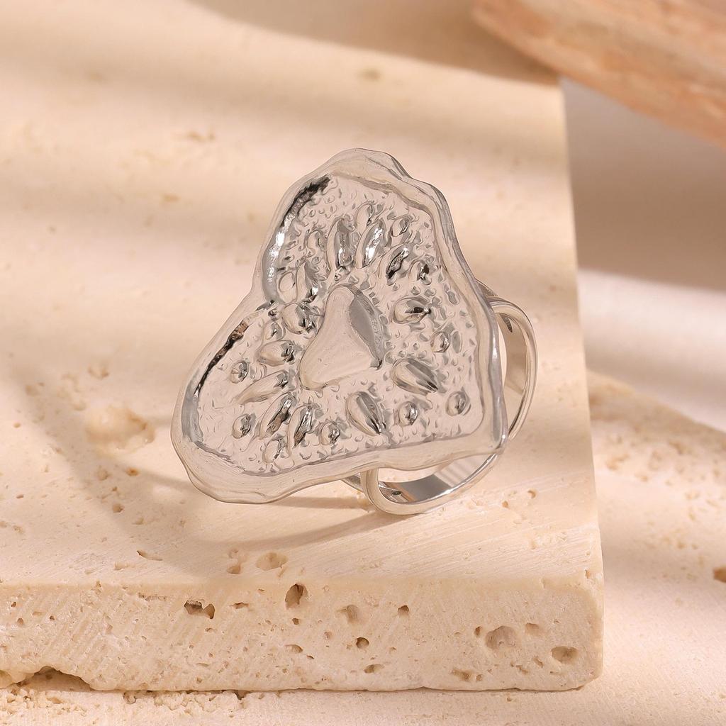 Women's Heart Design Stainless Steel Open Ring - Durable, Non-fading Titanium Steel Fashion Jewelry