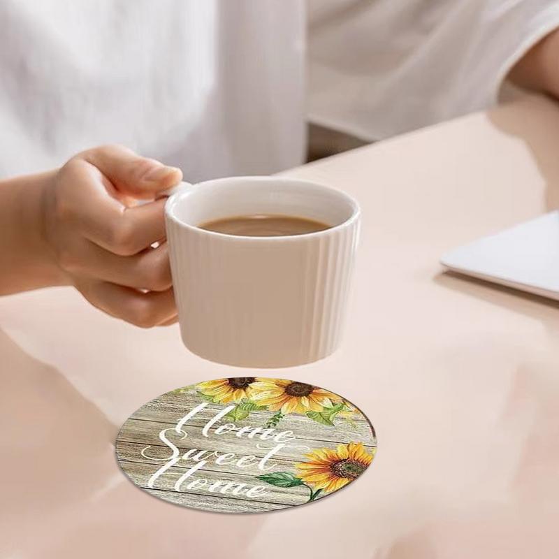 Wooden Coaster Rustic Set Of 6 Wood Coaster Crafts Kit Stained Painting Wood Handmade Home Table Decorations Decorative Non-Slip