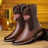 Flat Bottom Short Barrel Embroidered Men's Size 38 To 48 Men's Boots