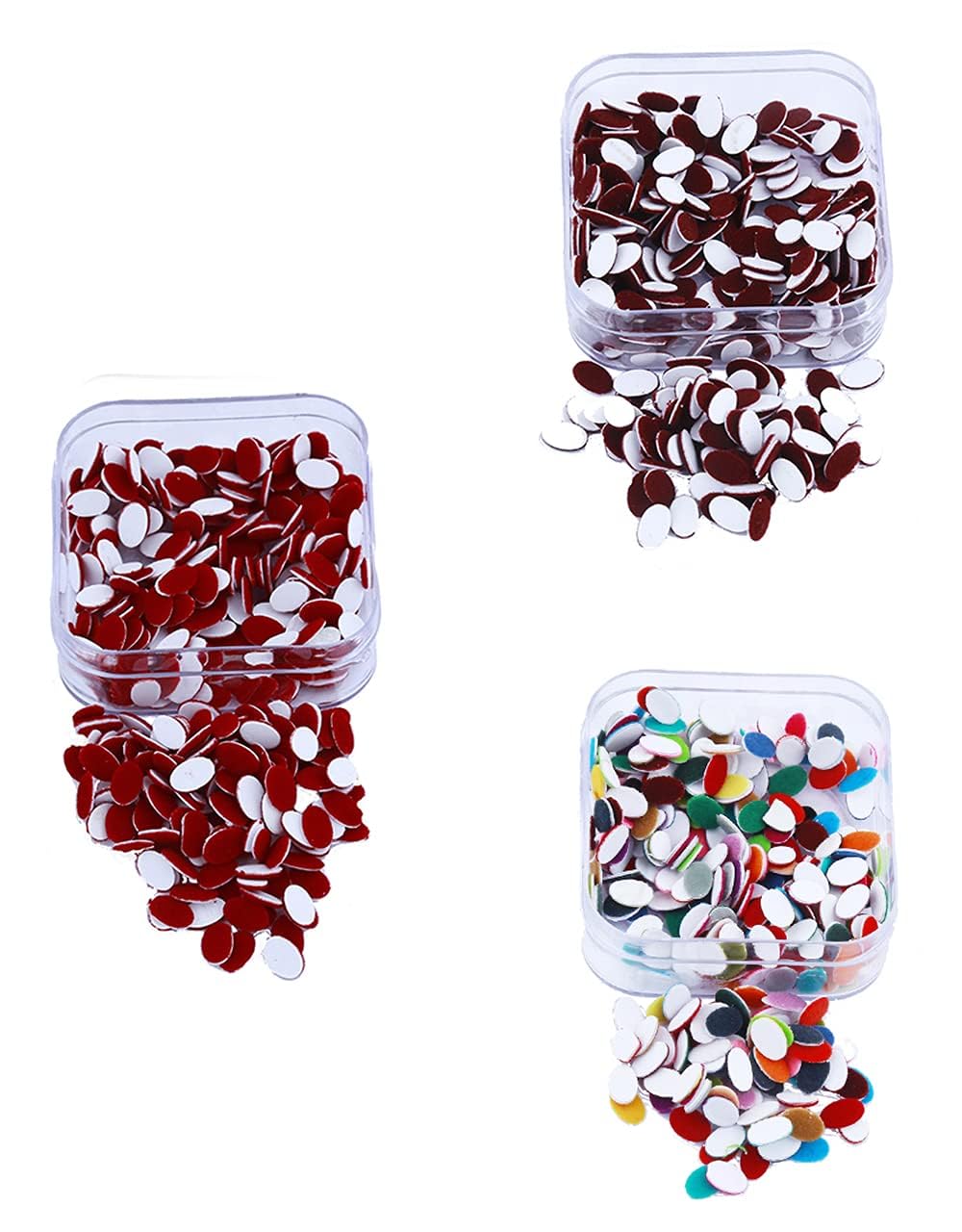 

Anuradha Pearl Oval Shape Plain Bindis | Pack of 3 Multi-Colour Binids | Daily Use Tikali, Foreheads Binids For Women (Bindi Size : 30)