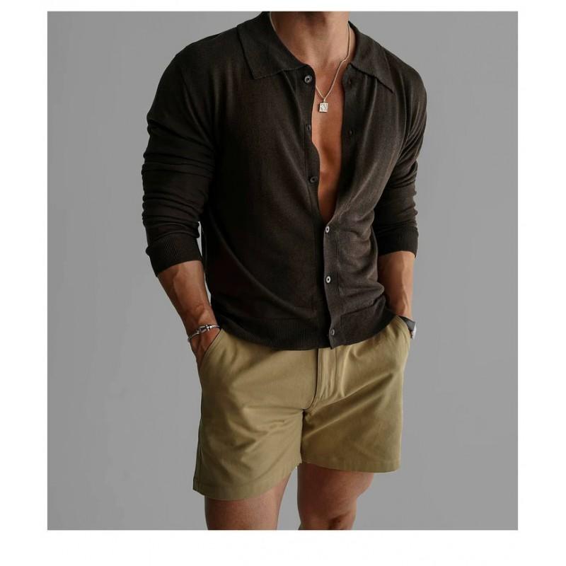 Mens Polo Cardigan 2026 Fall Lightweight Breathable Slim Fit Casual Top Teens