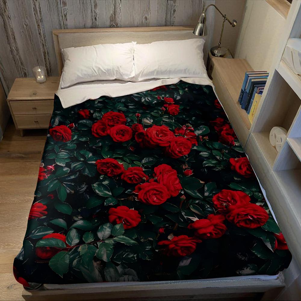 Karmesinrote Rosenlabyrinth Flanelldecke Warm Weich Halloween Weihnachten Sofa Warm Gemütlich Dekoratives Dekor Geschenk für Alle Jahreszeiten