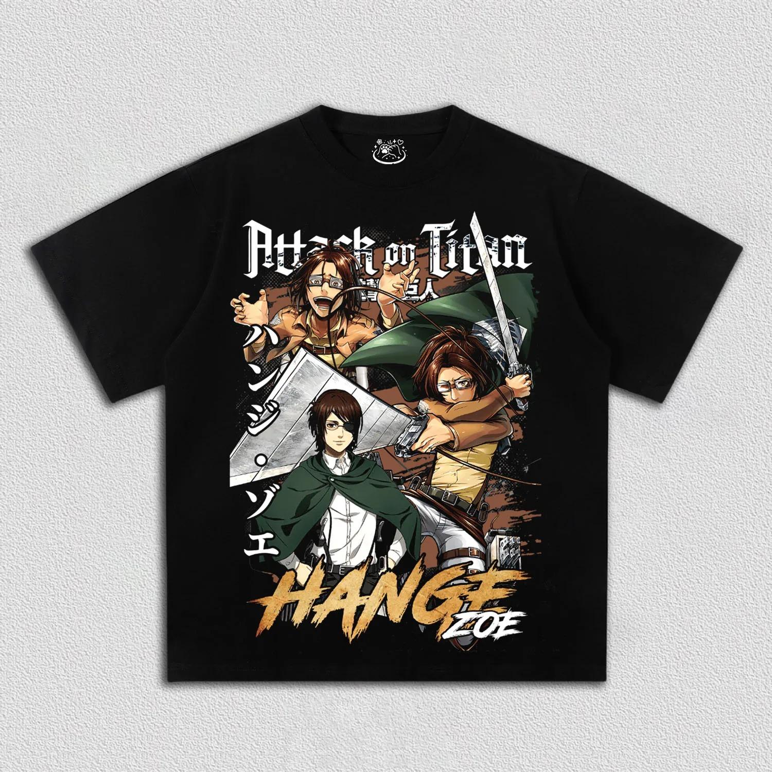 

HANGE ZOE TEE Anime Graphic T Shirt Women Men Attack on Titan Anime Manga T-Shirt High Quality Street Oversized high quality 4XL