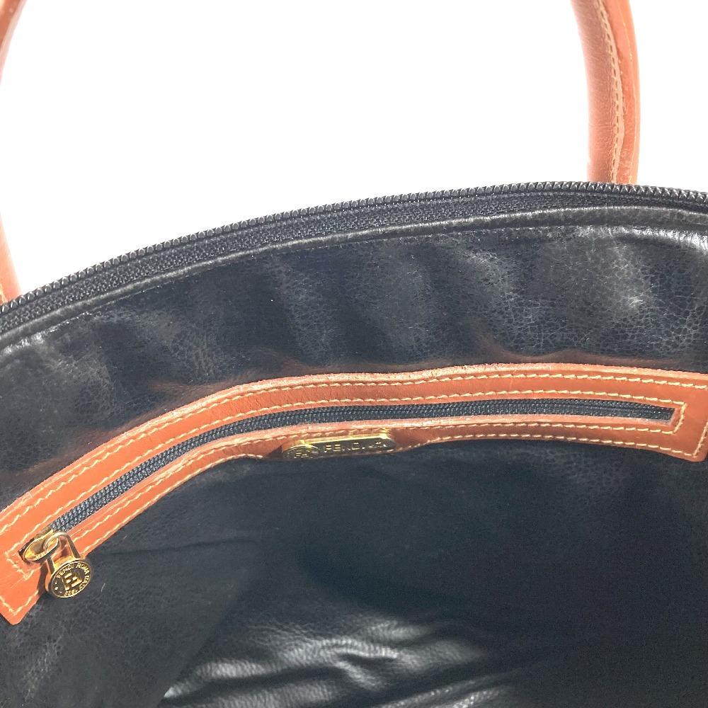 FENDI vintage Pecan logo Bag Hand Bag Tote Bag PVC/Leather khaki/Brown