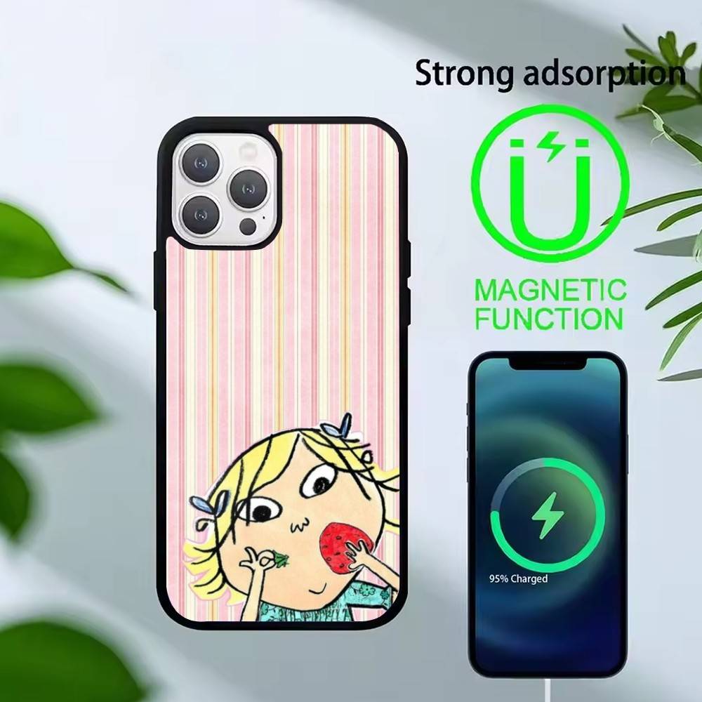 D-Charlie and Lola Cartoon Phone Case For iPhone 14,16,15,13,17,12,Plus,Pro,Max Magnetic For Magsafe Frosted Cover