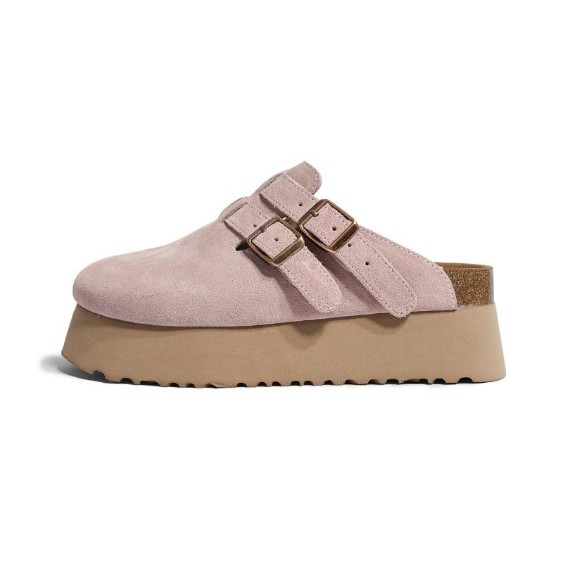 Thick Bottom Leather Half Slippers Baotou Sandals Slippers Women