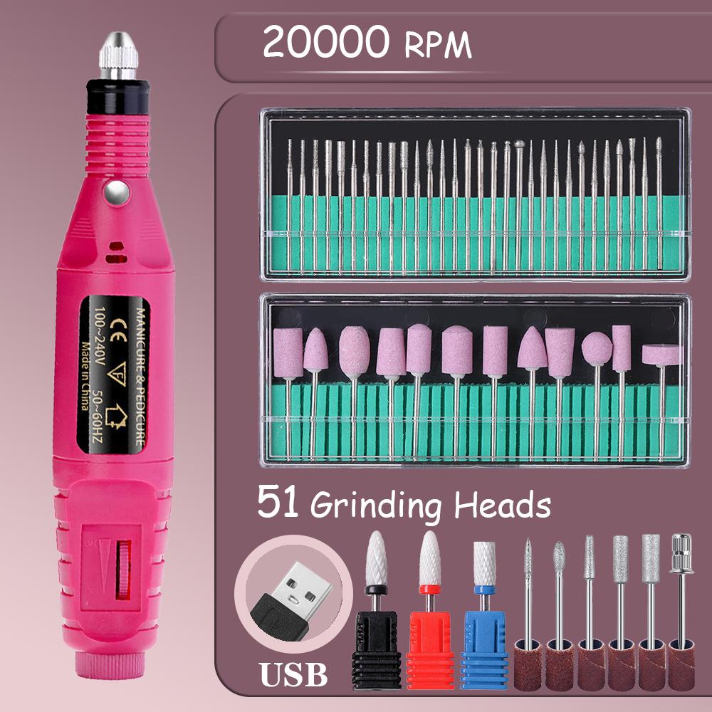 YIKOOLIN Acrylic Nail Drill Kit 20000 RPM Electric Nail File Portable Gel Remover with Drill Bits Nail Care Tools Set
