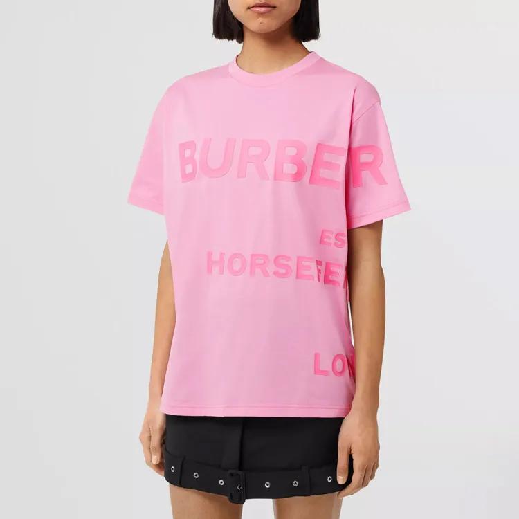 Burberry T Shirt Women's Geranium Pink (Unisex) T-Shirts 80546511