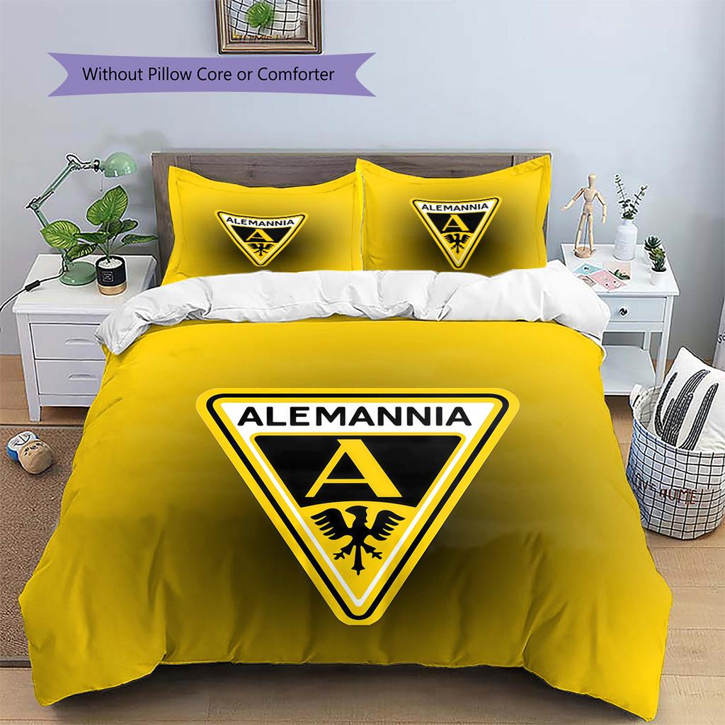 Alemannia Aachen Pattern Bedding Quilt Set Home Decoration Gift (1 * duvet cover + 2 * pillowcase without core).xwn