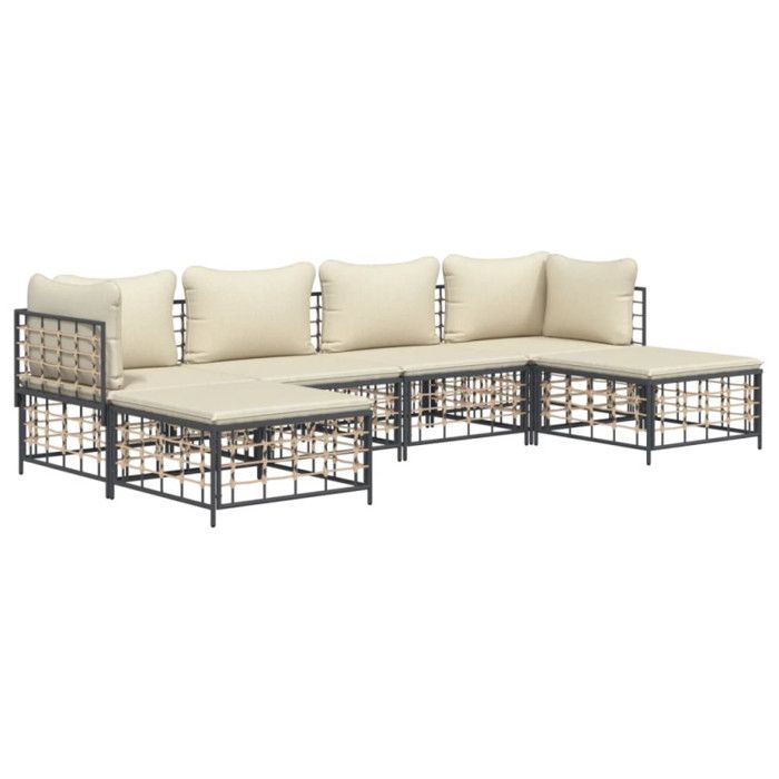 VidaXL Garden Lounge Set 6 Pcs with Anthracite Cushions Wicker, Lounge Set, Outdoor Lounge Set, 3186778