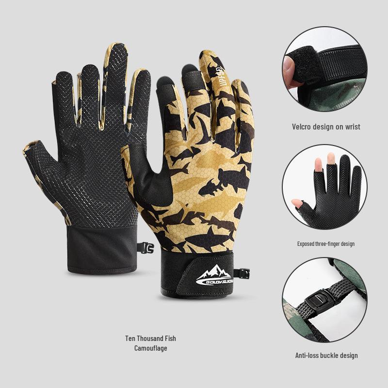 XG55 Outdoor Non-Slip Half-Finger Fishing Gloves: Breathable, Sweat-Absorbent, Wear-Resistant, Ice Silk Design. Ideal for Fishing, Cycling.