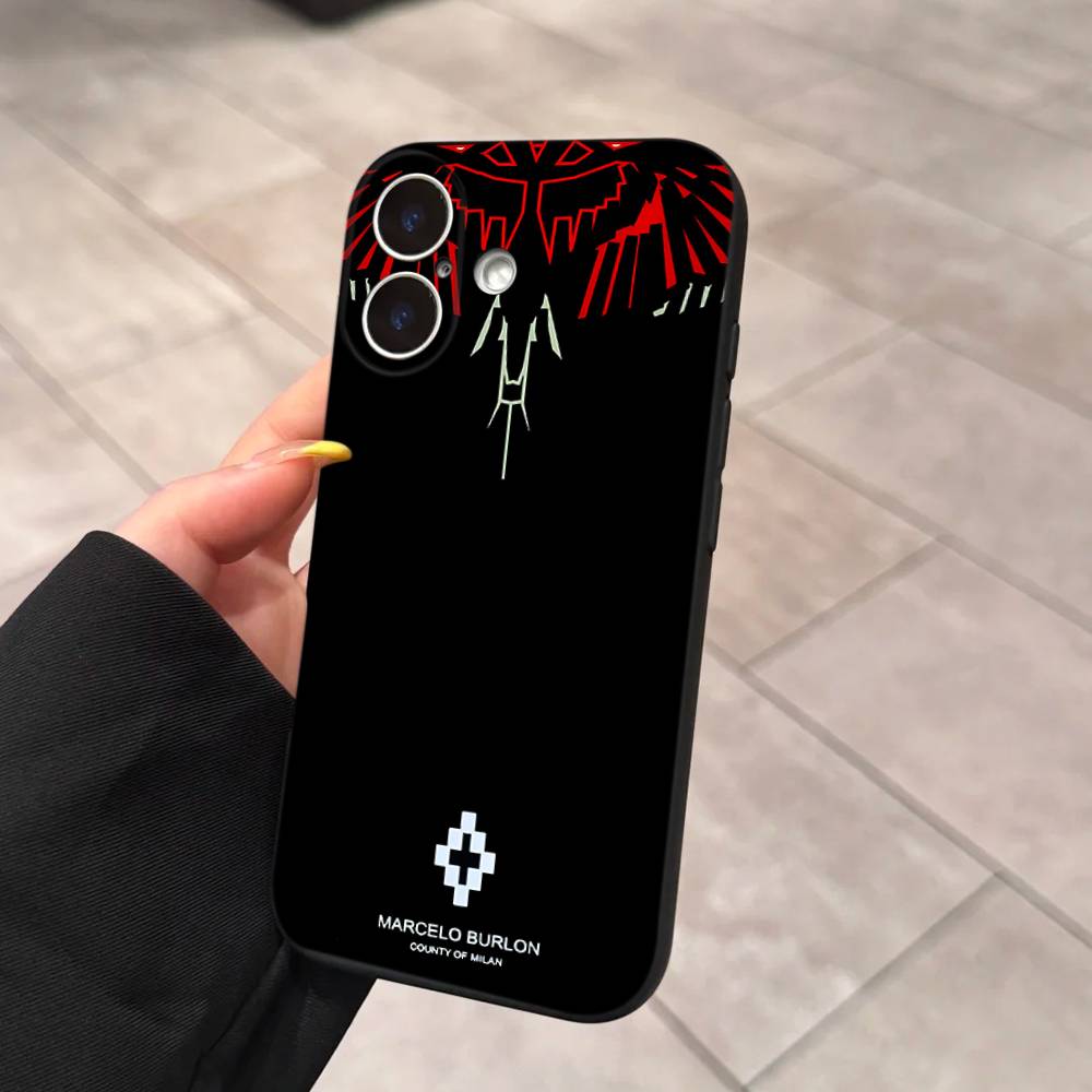 M-MARCELO B-BURLON For IPhone 17 16 15 14 13 12 11 Pro Max 13 17Air Shockproof Soft Phone Cases Coque